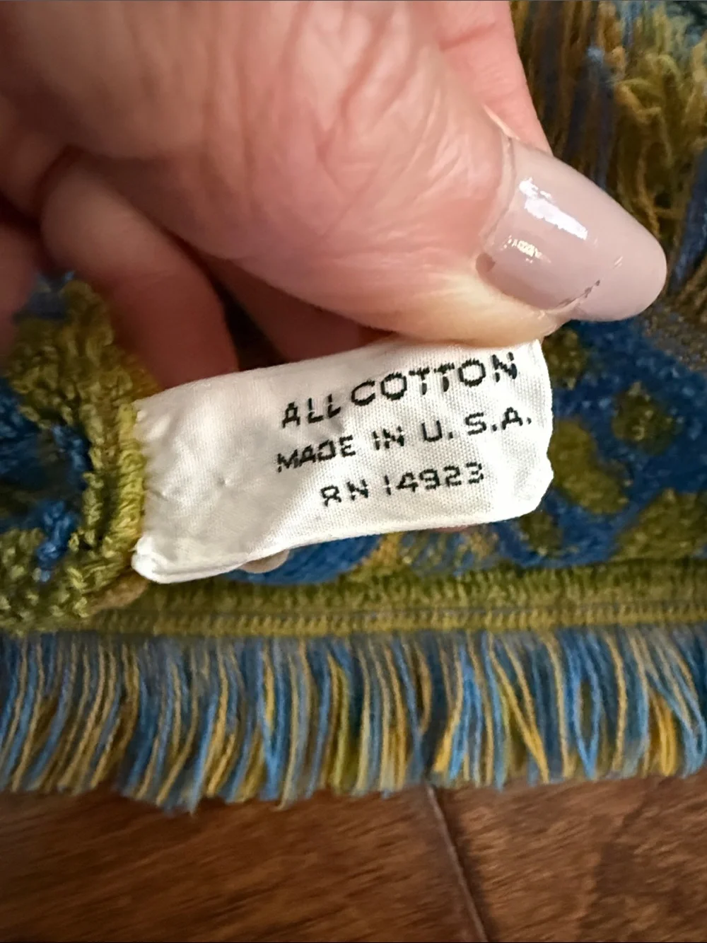 Vintage 70s Stevens Utica Fine Arts Collection Blue Green Boho Hand Face Towels
